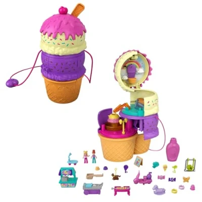 Bild av Polly Pocket HFR00 Fällbar funbox isglass, rolig uppsättning i form av en lekplatstema, tre våningar, från 4 år och uppåt