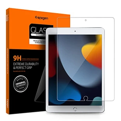 Bild av Spigen Glas.tR Slim Skärmskydd kompatibel med iPad 9:e generationen (2021), 8:e (2020), 7:e (2019), Kristallklart, Responsiv Touch, Case friendly, 9H härdat Glas