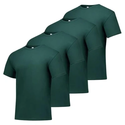Bild av Hanes herr Essentials t shirtpaket, Crewneck bomulls tröjor för män, 4 eller 6 pack tillgängliga, Djup skog pack, M
