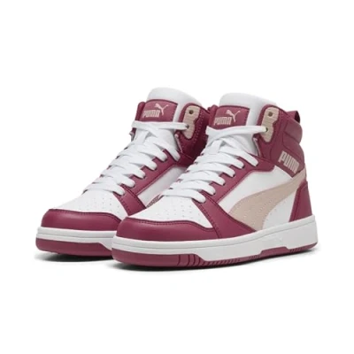 Bild av Puma Rebound V6 MID JR Höga sneakers portrose quartz white för barn, Storlek: 37.5, Port rose Förstklassig skinnimitation