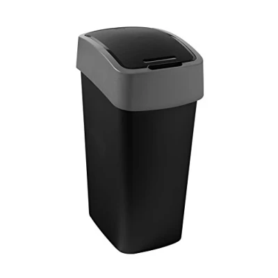 Bild av Curver avfallsbehållare Flip Bin 50 l i svart/grå, plast, 35 x 25 10 cm