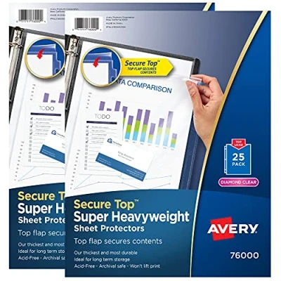 Bild av Avery Diamond Clear Secure Top Sheet Protectors, Super Heavyweight 2 pack, 50 Sidskydd (86009)