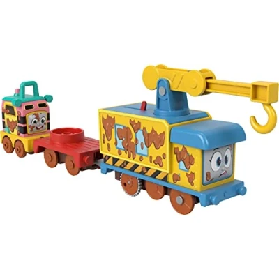 Bild av Thomas &amp; Friends Motoriserade leksaksset lerigt fixa &#039;em Up Carly the Crane Sandy Rail Speeder för förskola låtsaslek barn i åldrarna 3+ år