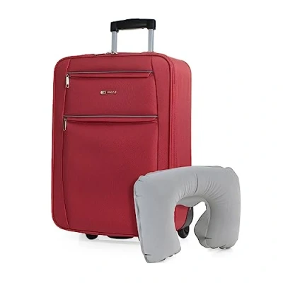 Bild av ITACA Trolley Cabin resväska, 50X40X20 EVA polyester. Med cervikal Pillow 2 Wheels Handbagage. Halvstyv, resistent och lätt., Röda