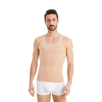 Bild av FINN Figurformande kompressionströja för män med magkontroll effekt ärmlös formkläder linne av bomull body shaper undertröja en platt mage, Hudfärg, S