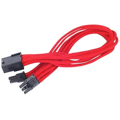 Bild av SilverStone SST PP07 PCIR 25 cm 8 stift till PCI E 6+2 Ärmad förlängningskabel, röd