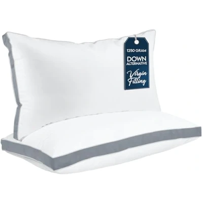 Bild av Utopia Sängkuddar för sovande king size (grå), set med 2, svalkande hotellkvalitet, kil kudde rygg, mage eller sidosovare