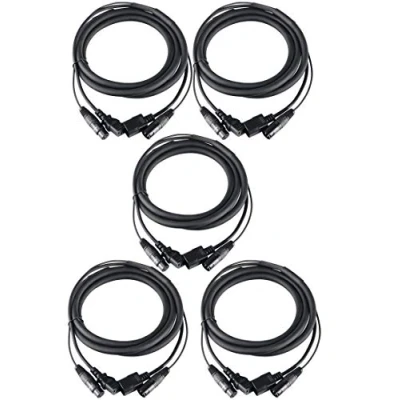 Bild av Set om 5 Pronomic Stage IECD 2.5 DMX hybridkabel C/DMX (kombikabel för strömförsörjning och signal, längd: 2,5 m) svart