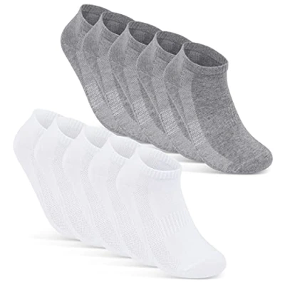 Bild av 10 Par Sneaker Strumpor Herr Dam Ankelstrumpor Andas med Mesh Bomull Svart Vit Grå 16510 (39 42 Grå+Vit)