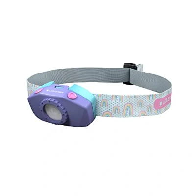 Bild av Ledlenser KIDLED2 LED pannlampa för barn energisparande flickor med batterier barnpannlampa pojkar vit, rött, blått ljus mini strålkastare klämma lila