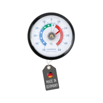 Bild av Lantelme Kylskåpstermometer självhäftande termometer även för frys, ifack, kyldisk, kylcell, kylfack, kylskåp att fästa bimetall och analog (svart)