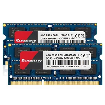 Bild av Kuesuny 8GB Kit (2X4GB) DDR3L / DDR3 1600MHz Sodimm Ram PC3L PC3 12800S 12800 1.35V 1.5V CL11 204 Pin 2RX8 Dual Rank Non ECC Unbuffered Memory Ideal för Notebook Laptop Upgrade