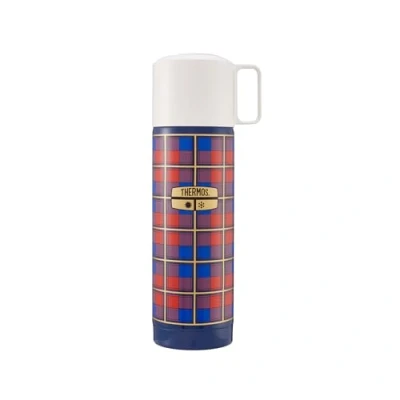 Bild av Thermos REVIVAL BEVERAGE BOTTLE 0,50 l, retro blå, termosflaska rostfritt stål, isolerad flaska röd med drickkopp, 18 timmar varm/24 kall, diskmaskinssäker, absolut tät, BPA fri