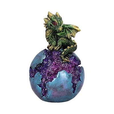 Bild av Nemesis Now Geode Guard grön drake sfär kristallstatyett, 12,7 cm