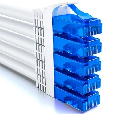 Bild av deleyCON 5x 2m CAT6 Nätverkskabel Set U UTP RJ45 CAT 6 LAN Kabel Patchkabel Ethernet DSL Switch Router Modem Repeater Patchpanel Vit