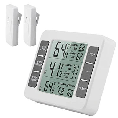 Bild av TOPINCN Kyltermometer Frys Trådlös termometer Digital hörbart larm med sensor min/max display