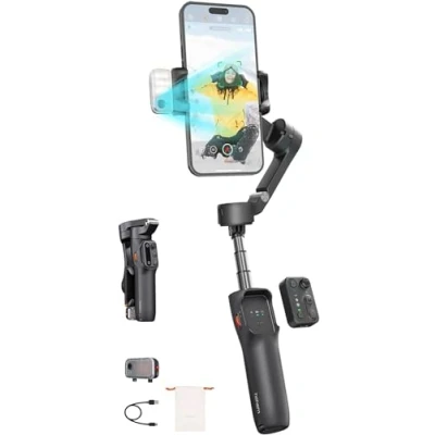 Bild av hohem Gimbalstabilisator för smartphone iSteady V3, bärbara telefonstabilisatorer med Al Tracker avtagbar fjärrkontroll inbyggd förlängningsstång/stativ 3 axlad stabilisering färgs fyllning