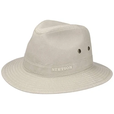 Bild av Stetson Organic Cotton Traveller Hatt Herrar tyghatt solhatt med foder Vår Sommar XL (60 61 cm) ljusbeige