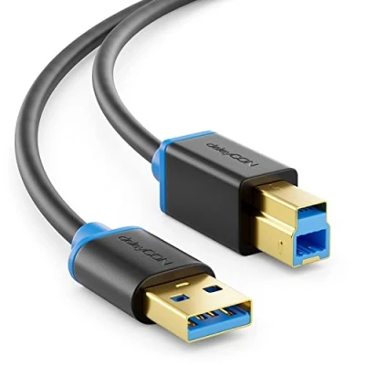 Bild av deleyCON 0,5m USB 3.0 Super Speed Kabel A kontakt Till B Datakabel upp 5 Gbit/s T.ex. Skrivare Skanner Multifunktionsskrivare Svart