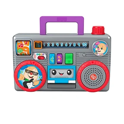 Bild av ​​Fisher Price Laugh &amp; Learn Busy Boombox UK English Edition, retro inspired musical infant activity toy with learning content for baby and toddlers