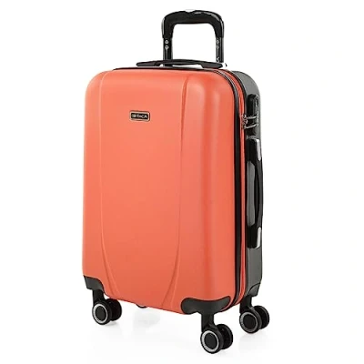 Bild av ITACA Styv resväska, 55 cm Handbagage. ABS Resistent och lätt. 4 hjul. Övre sido Handtag Integrerat kombinationslås. Liten, stuga godkänd Ryanair, Korall antracit