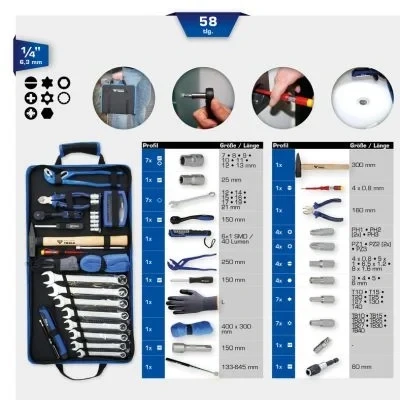 Bild av KS TOOLS BT024064 Coffret outillage 58 6,3 (1/4&quot;) à tête carrée