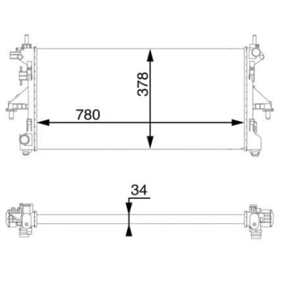 Bild av MAHLE ORIGINAL CR 1069 000S Kylare, motorkylning 780mm 378mm 34mm Kylflänsar mekaniskt fogade FIAT: Ducato III Flak / Chassi