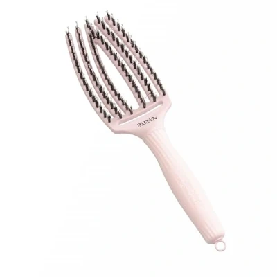 Bild av Olivia Garden Fingerbrush Care Iconic Medium Pastellrosa Hårborste med vildsvins och nylonborst för ultimat glans smidig styling