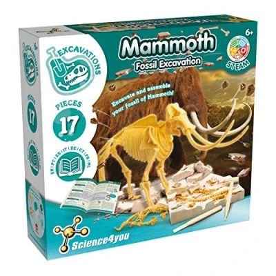 Bild av Science4you Mammut Dino utgrävningsset för barn + 6 arkeologiset med 17 delar, gräva din dinosaurieleksak, experimentlåda, år