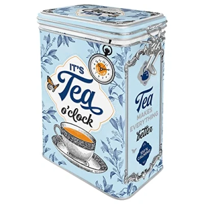Bild av Nostalgic Art Teburk i retrostil, 1,3 l, Classic Tea Presentidé för teälskare, burk av plåt med aromlock, vintagedesign
