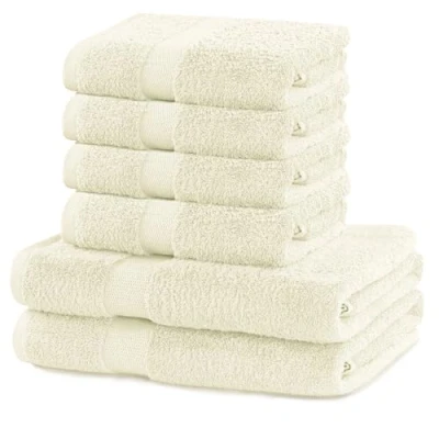 Bild av DecoKing Set med 6 bomullskvalitet 525 g/m² 4 handdukar 50 x 100 cm och 2 badhanddukar 70 140 ecru elfenben absorberande marina