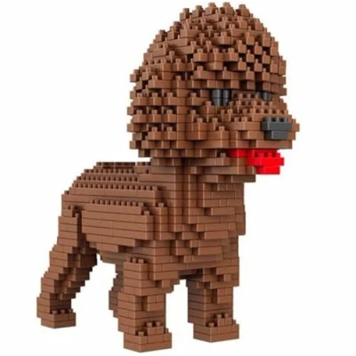 Bild av Atomic Building pudel eller hund. Figur att montera med nanoblock. 950 stycken.