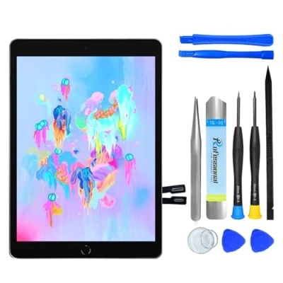 Bild av NB+ skärm ersättning för iPad 6:e generationen 9,7 tum pekskärm digitizer 2018 förinstallerat lim (modell: A1893 A1954) svart