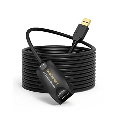 Bild av CableCreation Aktiv USB 3.0 förlängningskabel, 5 m kontakt till honkabel med signalförstärkning kompatibel Oculus Rift/Quest/Quest 2 VR/Link, Valve Index VR, Xbox one, skrivare etc. Svart