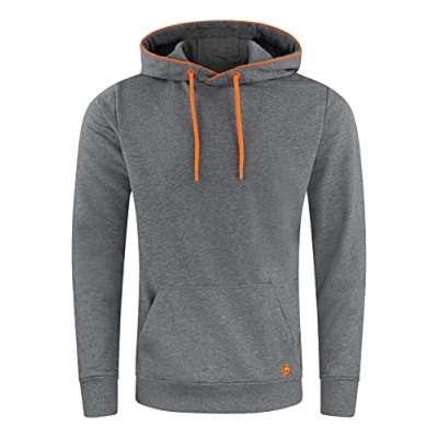 Bild av riverso huvtröja för män RIVSandro pullover sweatshirt huva kängurufickor normal passform enfärgad bomull svart Grå blå röd grön beige brun S M L XL 2XL 3XL 4XL 5XL, melange standard 2,