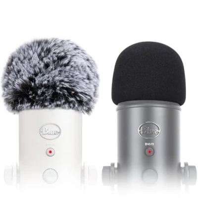 Bild av SUNMON Blue Yeti popfilter, mikrofonskydd skum och mikrofon lurvigt skum, popfilter för Pro USB kondensatormikrofon, inomhus utomhus (2 pack)