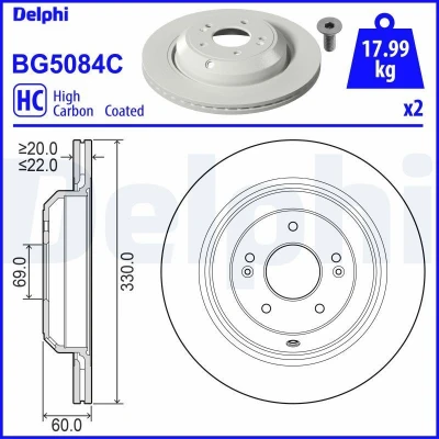 Bild av Bromsskiva DELPHI BG5084C