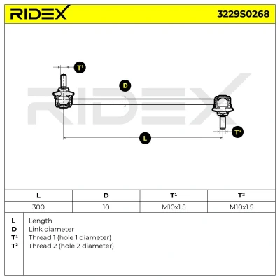 Bild av SIDEM 21360 Biellette de barre stabilisatrice inférieur, Essieu avant 299 MM10x1,5R MINI: 3/5 portes, Clubman, Cabriolet