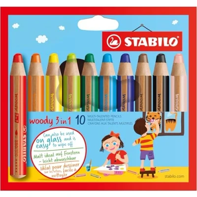Bild av STABILO Multi talented Pencil woody 3 in 1 Wallet of 10 Assorted Colours