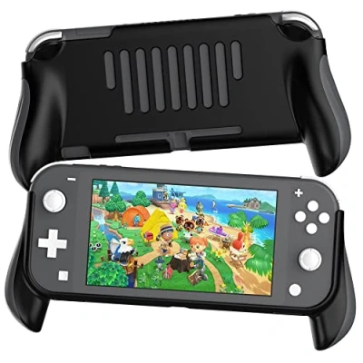 Bild av VOVIGGOL grepp designat för Nintendo Switch lite greppfodral, ergonomiskt bekvämt handhållet skyddande spelfodral bärbart fodral hand tillbehör (svart)
