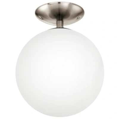 Bild av EGLO taklampa Rondo, 1 flammig taklampa, material: stål, färg: matt nickel, glas: opalvit, uttag: E27