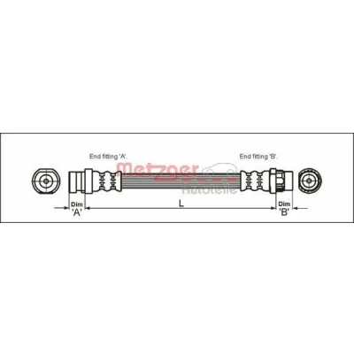 Bild av METZGER 4111169 Flexible De Frein 186 F10 x 1 RENAULT: ESPACE 4, MEGANE 2, SCENIC 2