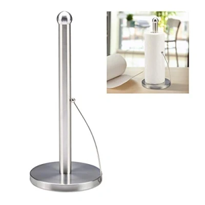 Bild av Relaxdays Stående hushållspappershållare, borstat rostfritt stål, pappersrullehållare för köket, H x D: 35 15 cm, silver, 10030705