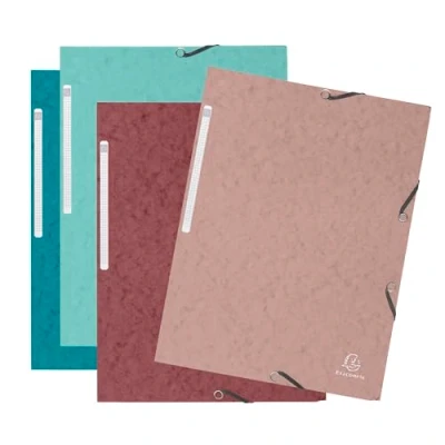 Bild av Exacompta Ref. 55270E Förpackning med 4 Skandi resårmappar fickor 3 flikar i 400g/m2 glansigt kort mått 24 x 32 cm för A4 dokument assorterade färger