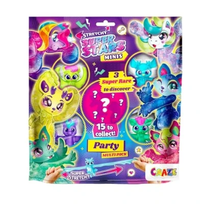 Bild av CRAZE Superstars Minis multipack party 5 pack elastiska actionfigurer för barn, klibbiga och stretchiga superhjältar, figurer att samla