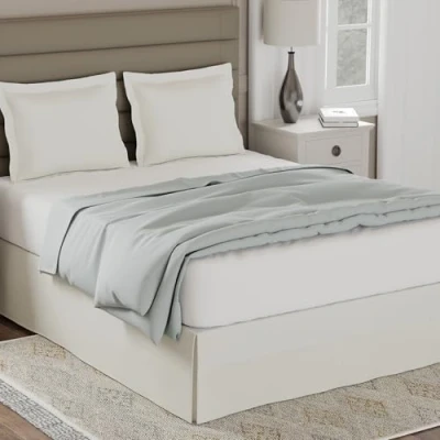 Bild av LUX Skräddarsydd sängkappa klassisk 35,5 cm fallängd veckad styling, California KING, elfenben