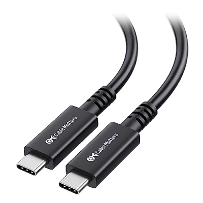 Bild av Cable Matters Kabelfrågor 40 Gbps aktiv USB 4 kabel 3m med 8K video och 100W laddning, kompatibel Thunderbolt 4/3, C för VR headset, dockningsstationer, MacBook, DELL XPS, Surface Pro mera