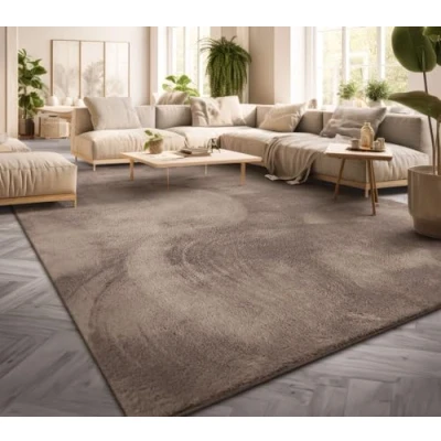 Bild av Matta Vardagsrum Stor Enfärgad Modern Design Tvättbar Gul Guld, Färg:Taupe, Storlek:160x220 cm