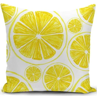 Bild av KUNQIAN citron kuddfodral gul utomhus gåvor sommar prydnadskudde fodral dekorationer för hem vardagsrum bäddsoffa dekor 45 cm x