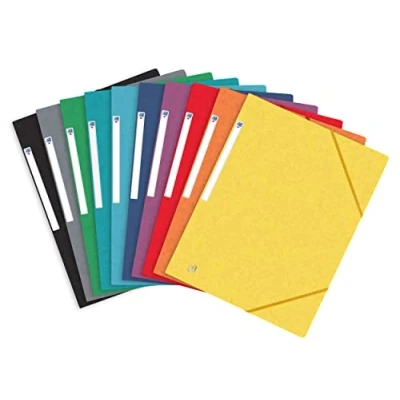 Bild av OXFORD Topfile+ 10 stycken mappar, kartong, 3 flikar, format A4, med elastiskt band